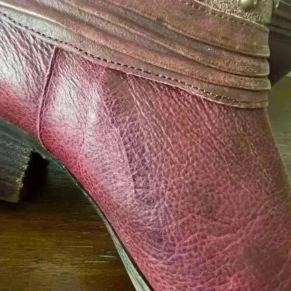 Jessica Simpson Woman’s Red Leather Studded Harness Biker Ankle Boots- Size 7 - Picture 8 of 10